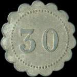 Jeton de n�cessit� de 30 centimes �mis par Alfred Nieutin - 43 Rue Vauvilliers � Paris - revers