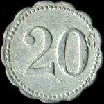 Jeton de n�cessit� de 20 centimes �mis par A l'Ami Rey - 20 Rue Saint-Joseph � Paris - revers