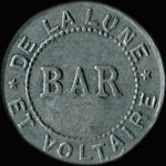 Jeton de nécessité de 10 centimes sur bon pour consommation émis par le Bar de la Lune et Voltaire à Paris - avers