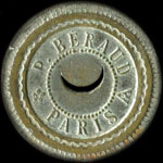 Jeton de nécessité de 50 surfrappé sur 20 centimes émis par Béraud à Paris - avers