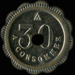 Jeton de n�cessit� de 30 centimes �mis par M.Bernard � Paris - revers