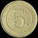 Jeton de n�cessit� de 5 centimes �mis par Bi�re du Lion - 187 Rue de Crim�e � Paris - revers