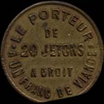 Jeton de n�cessit� de 1 jeton - 5 centimes �mis par la Boucherie de l'Eglise - Cl�ment � Paris - revers