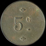 Jeton de n�cessit� de 5 centimes �mis par le Bouillon Michon � Paris - revers