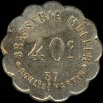 Jeton de nécessité de 40 centimes émis par la Brasserie Muller à Paris - avers