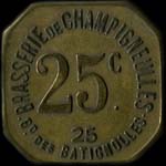 Jeton de nécessité de 25 centimes émis par la Brasserie de Champigneulles à Paris - avers