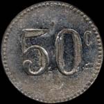 Jeton de nécessité de 50 centimes avec contremarque B émis par la Brasserie Lutetia à Paris - revers