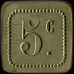 Jeton de n�cessit� de 5 centimes �mis par la Brasserie de l'Op�ra � Paris - revers