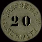 Jeton de nécessité de 20 centimes émis par la Brasserie Schmitz à Paris - avers