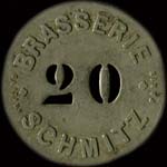 Jeton de n�cessit� de 20 centimes �mis par la Brasserie Schmitz � Paris - avers