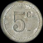 Jeton de n�cessit� de 5 centimes �mis par la Brasserie Universelle � Paris - revers