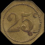 Jeton de n�cessit� de 25 centimes �mis par la Brasserie Suisse � Paris - revers