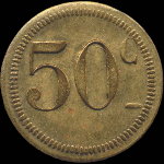 Jeton de n�cessit� de 50 centimes �mis par la Brasserie Suisse � Paris - revers