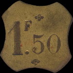 Jeton de n�cessit� de 1,50 franc �mis par la Brasserie Suisse � Paris - revers