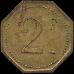 Jeton de n�cessit� de 2 francs �mis par la Brasserie Suisse � Paris - revers