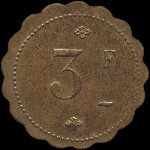 Jeton de n�cessit� de 3 francs �mis par la Brasserie Suisse � Paris - revers