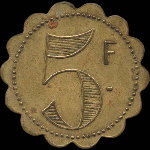 Jeton de n�cessit� de 5 francs �mis par la Brasserie Suisse � Paris - revers