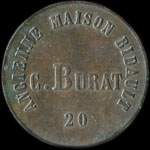 Jeton de n�cessit� de 20 centimes �mis par C.&nbsp;Burat - Ancienne Maison Bidault - � Paris - avers