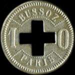 Jeton de n�cessit� de 10 centimes perc� d'une croix  �mis par Bussoz � Paris - avers