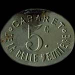 Jeton de nécessité de 5 centimes émis par le Cabaret de la Belle Meunière à Paris - avers