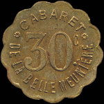 Jeton de nécessité de 30 centimes émis par le Cabaret de la Belle Meunière à Paris - avers