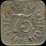 Jeton de nécessité de 75 centimes émis par le Cabaret de la Belle Meunière à Paris - avers