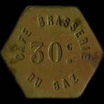 Jeton de n�cessit� de 30 centimes �mis par le Caf� Brasserie du Gaz � Paris - avers
