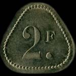 Jeton de n�cessit� de 2 francs �mis par le Caf� des Fleurs � Paris - revers
