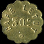 Jeton de n�cessit� de 30 centimes �mis par le Caf� Letot � Paris - avers