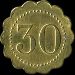 Jeton de n�cessit� de 30 centimes �mis par le Caf� Letot � Paris - revers