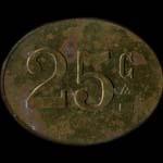 Jeton de n�cessit� de 25 centimes �mis par le Caf� Montaille - 130 Rue du Bac � Paris - revers