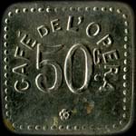 Jeton de n�cessit� de 50 centimes �mis par le Caf� de l'Op�ra � Paris - avers