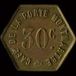 Jeton de n�cessit� de 30 centimes �mis par le Caf� de la Porte Montmartre � Paris - revers
