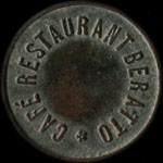 Jeton de nécessité de 20 centimes émis par le Café Restaurant Bératto à Paris - avers