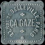 Jeton de n�cessit� de 25 centimes �mis par &Ccedil;a Gaze - 27, rue de Belleville � Paris - avers