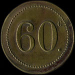 Jeton de nécessité de 60 centimes émis par Cancelier - Vins - 27, Rue du Pont-Neuf à Paris - revers