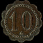 Jeton de n�cessit� de 10 centimes �mis par la Cantine des T�l�phones - Gutenberg � Paris - revers