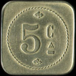 Jeton de n�cessit� de 5 centimes �mis par la Cantine des T�l�phones - Gutenberg � Paris - revers