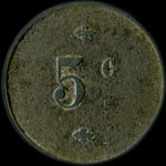 Jeton de n�cessit� de 5 centimes �mis par la Cantine Familiale des Postes � Paris - revers