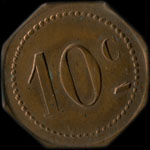 Jeton de nécessité de 10 centimes émis par André Capoulade - 161, Rue Montmartre à Paris - revers