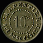 Jeton de nécessité de 10 centimes émis par Carpentier - 25 Rue du Couédic à Paris - avers