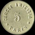 Jeton de nécessité de 5 centimes émis par le Cercle Amicitia - Paris - avers