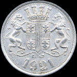 Jeton de nécessité de 20 centimes 1921 (avec 9 ouvert) émis par le Chemin de Fer du Bois-de-Boulogne à Paris - avers