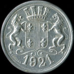 Jeton de nécessité de 20 centimes 1921 (avec 9 fermé) émis par le Chemin de Fer du Bois-de-Boulogne à Paris - avers