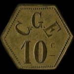 Jeton de nécessité de 10 centimes émis par C.G.E. à Paris - avers