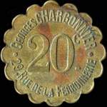 Jeton de nécessité de 20 centimes émis par Georges Charbonnier - 29, Rue de la Ferronnerie à Paris - avers