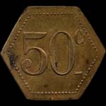 Jeton de nécessité de 50 centimes émis par E. Chartier - 8 Bd Sébastopol à Paris - revers