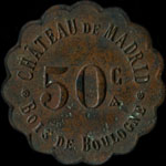 Jeton de nécessité de 50 centimes émis par Château de Madrid - Bois de Boulogne à Paris - avers