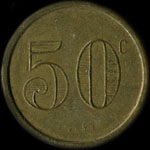 Jeton de nécessité de 50 centimes émis par Au Château Rouge à Paris - revers