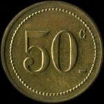 Jeton de nécessité de 50 centimes émis par Chaverou - Tabac - 11, Rue du Faubourg Saint-Martin à Paris - revers